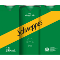 Schweppes Ginger Ale 6 Pack 250ml Cans